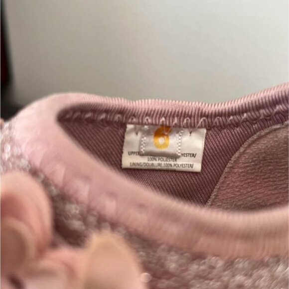 Pink Glitter Baby Shoes with Floral Accents - Picture 3 of 3